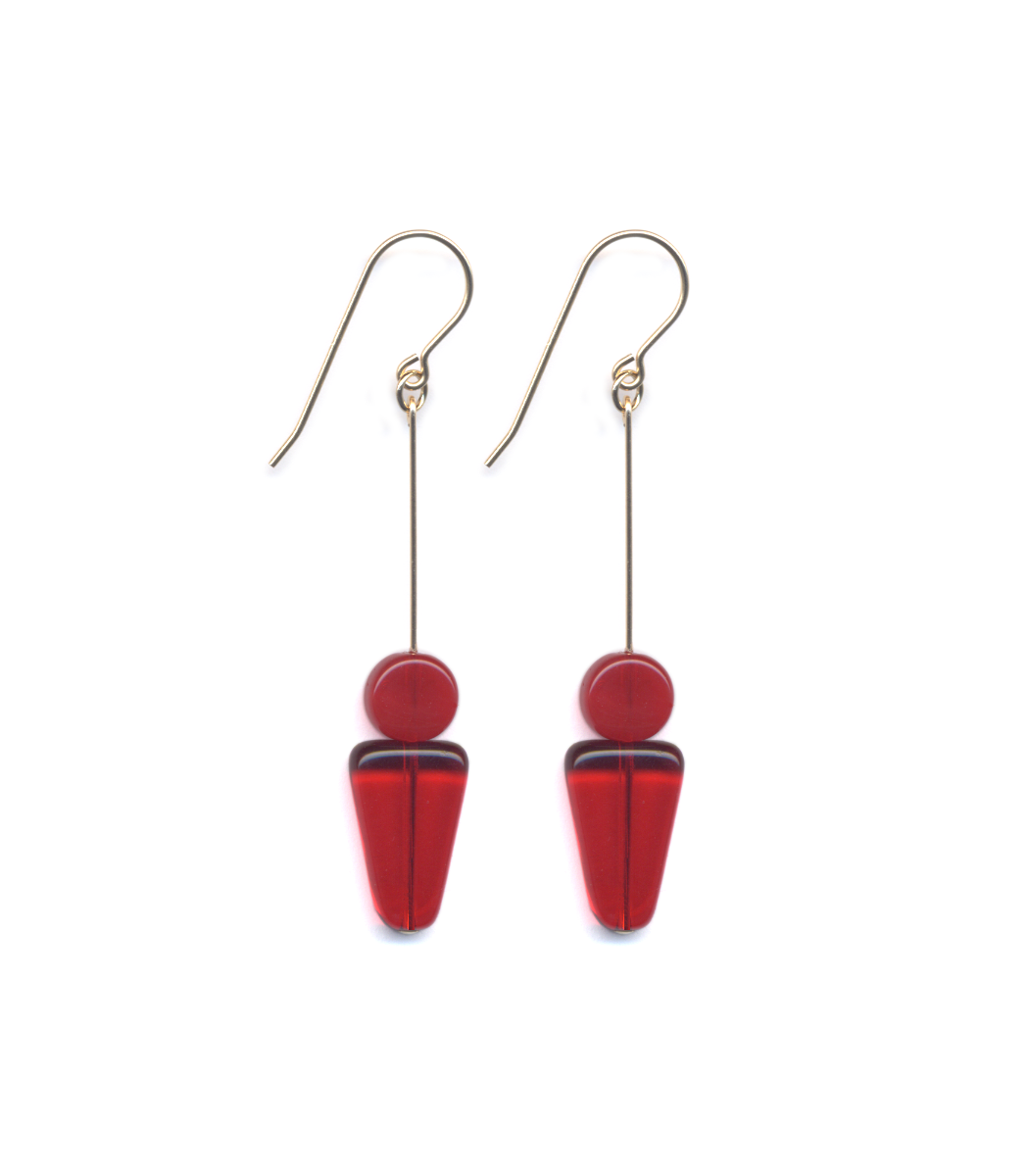 E1835 Translucent Red Cone Drop Earrings