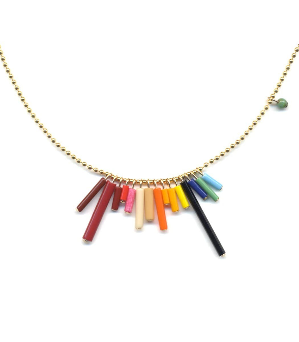 Irk Jewelry I. Ronni Kappos N1881 Mini Rainbow Pendant Necklace