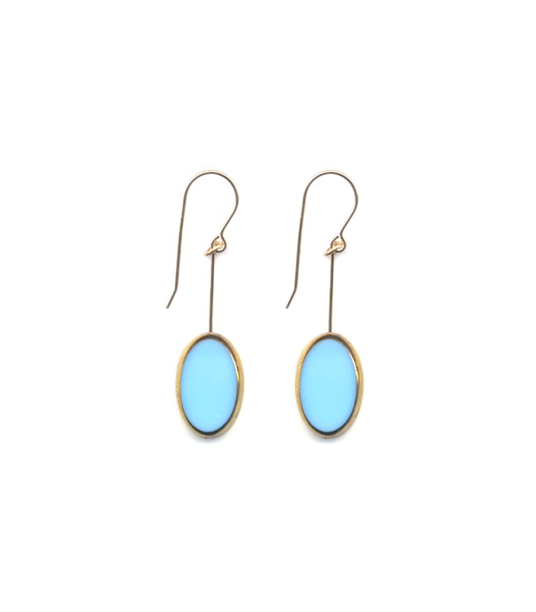 E1537 Blue Oval Earrings
