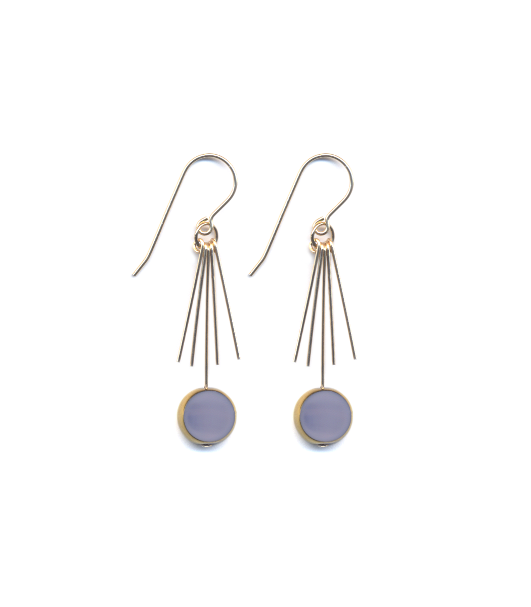 E1833 Lavender Circle with Gold Fringe Earrings