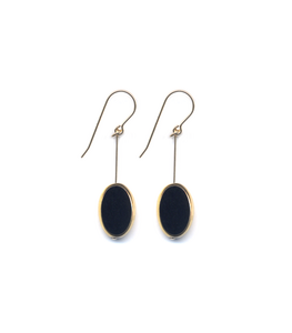 E1838 Black Oval Earrings