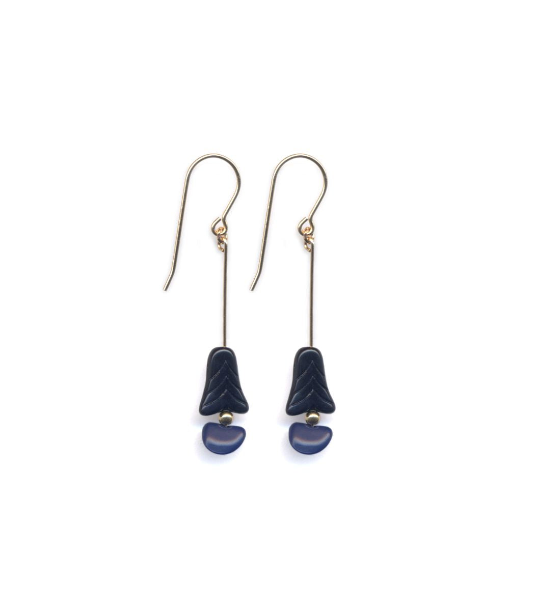 E1856 Navy Bud Drop Earrings