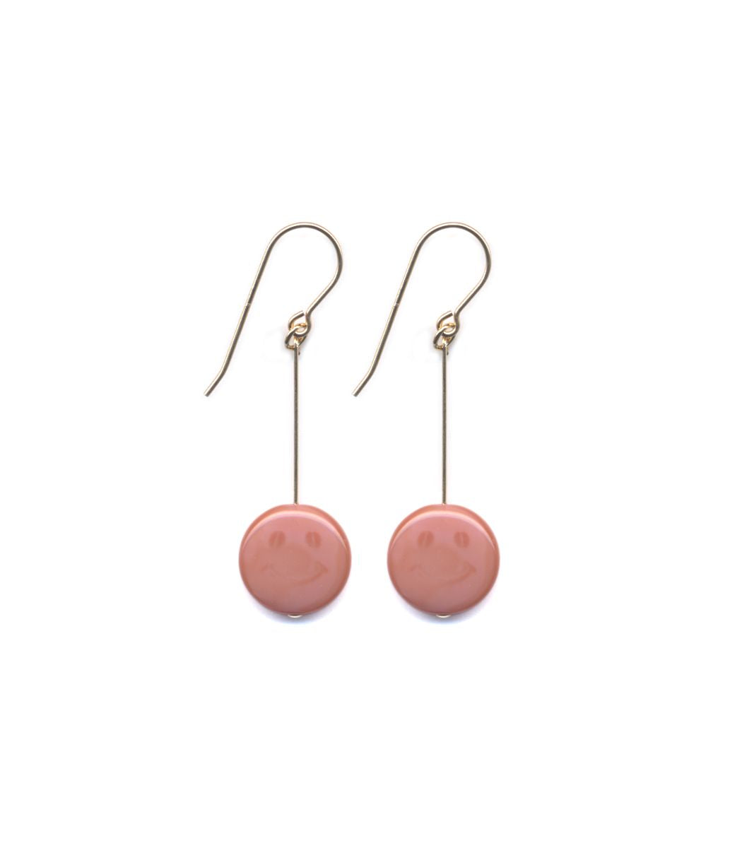 E1873 Pink Happy Face Earrings