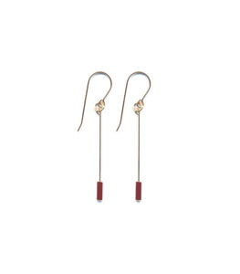 E1882 Maroon Line Drop Earrings