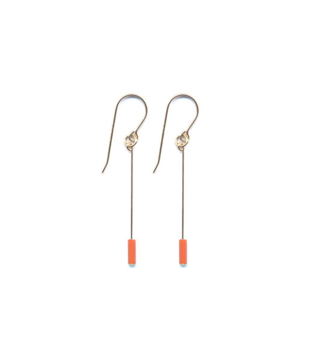 E1884 Coral Line Drop Earrings