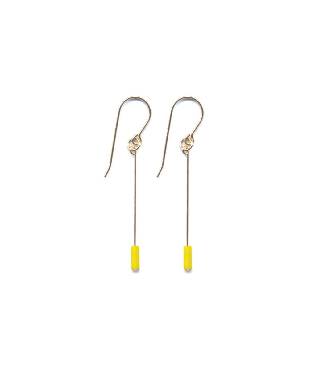 E1886 Yellow Line Drop Earrings