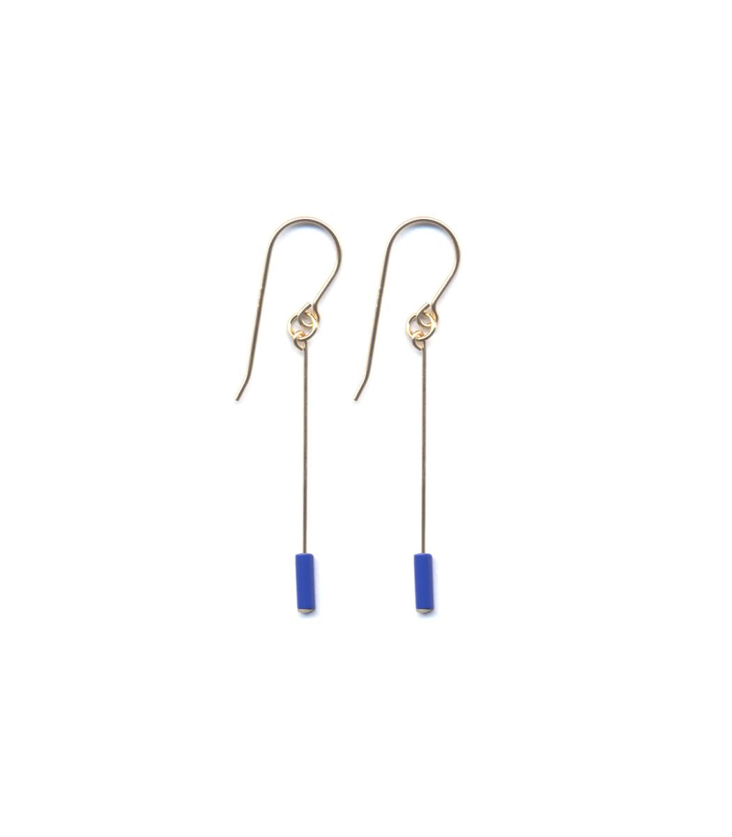 E1887 Royal Blue Line Drop Earrings