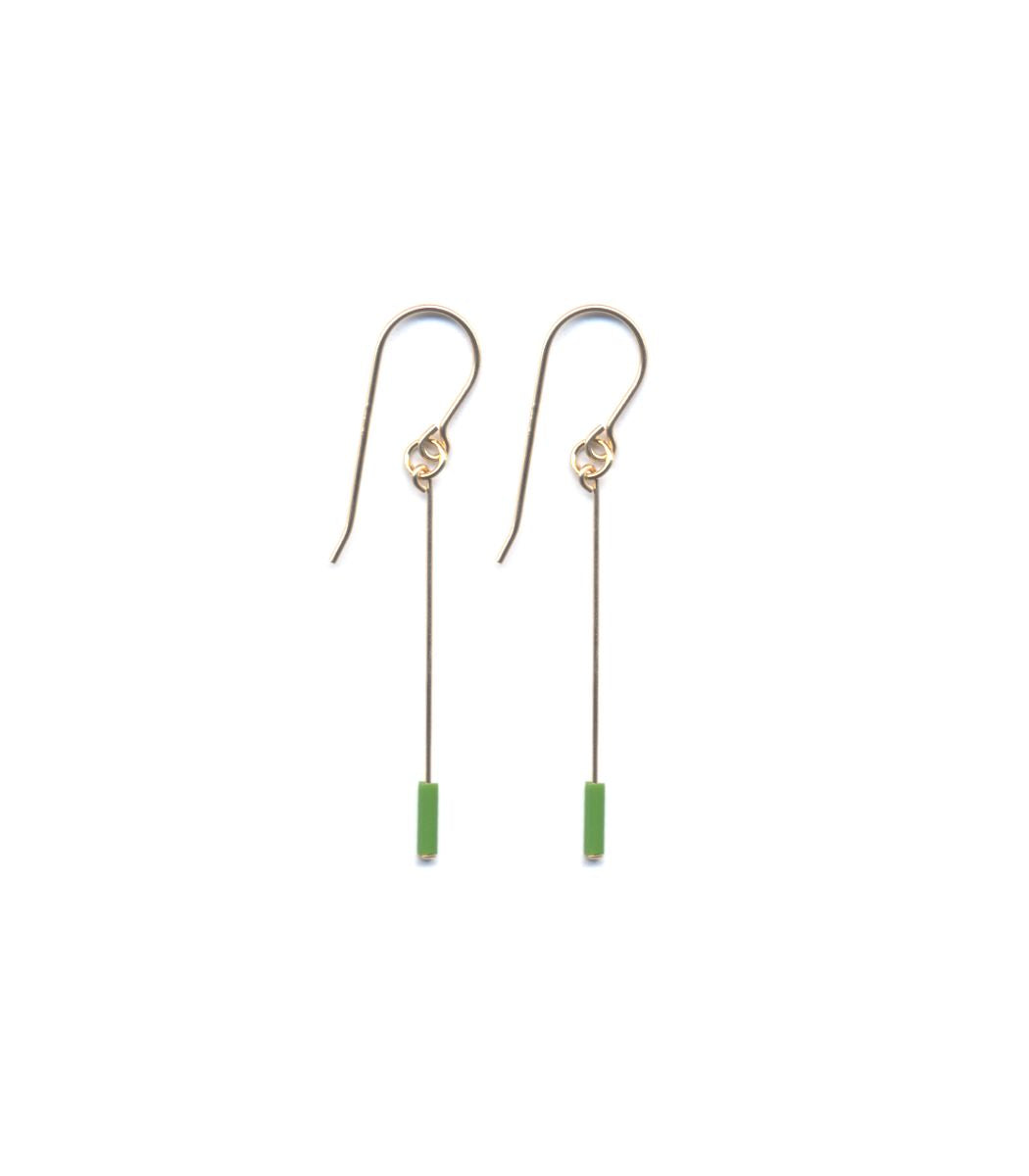E1889 Green Line Drop Earrings
