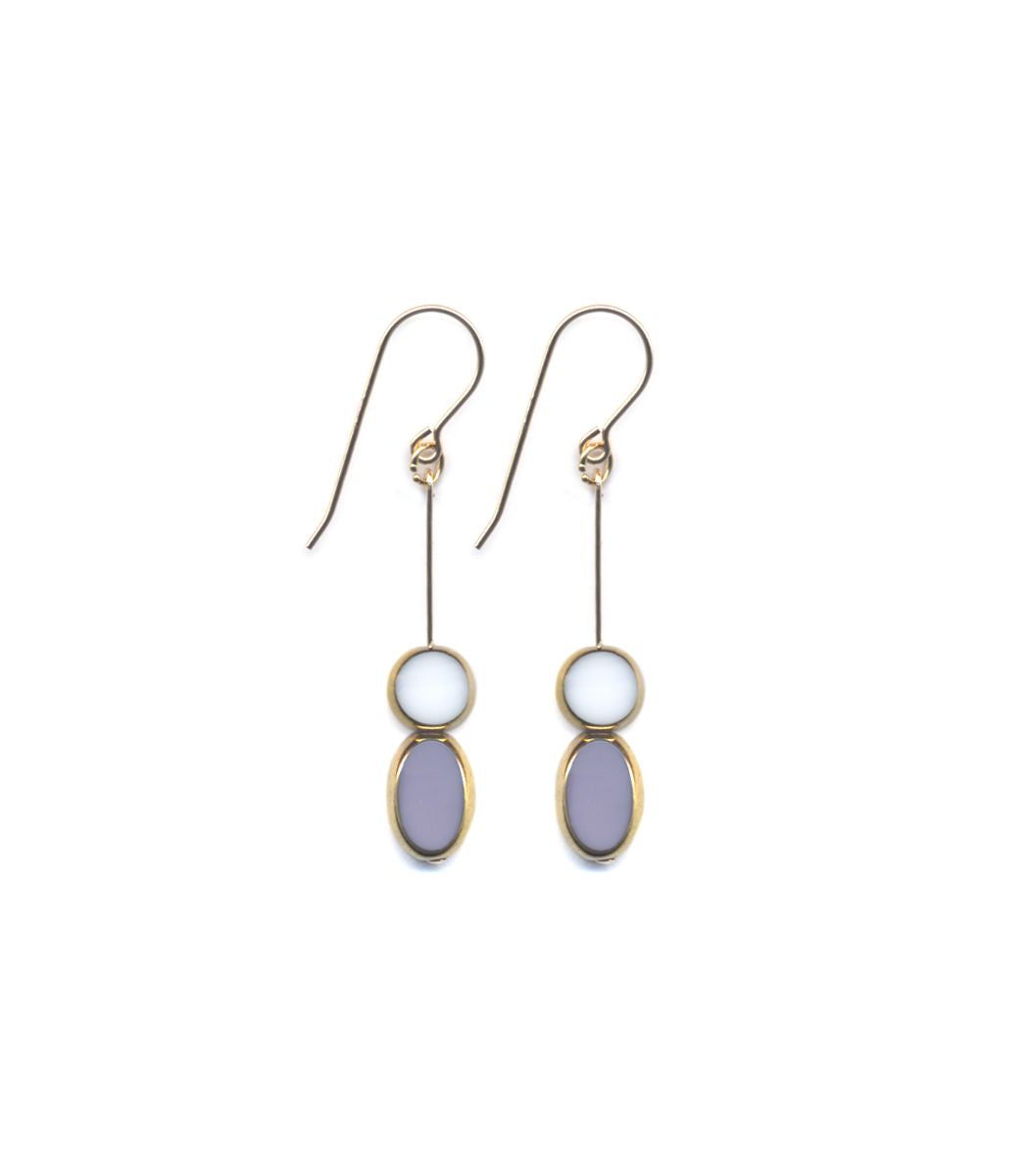 E1891 Lavender Oval Stack Earrings