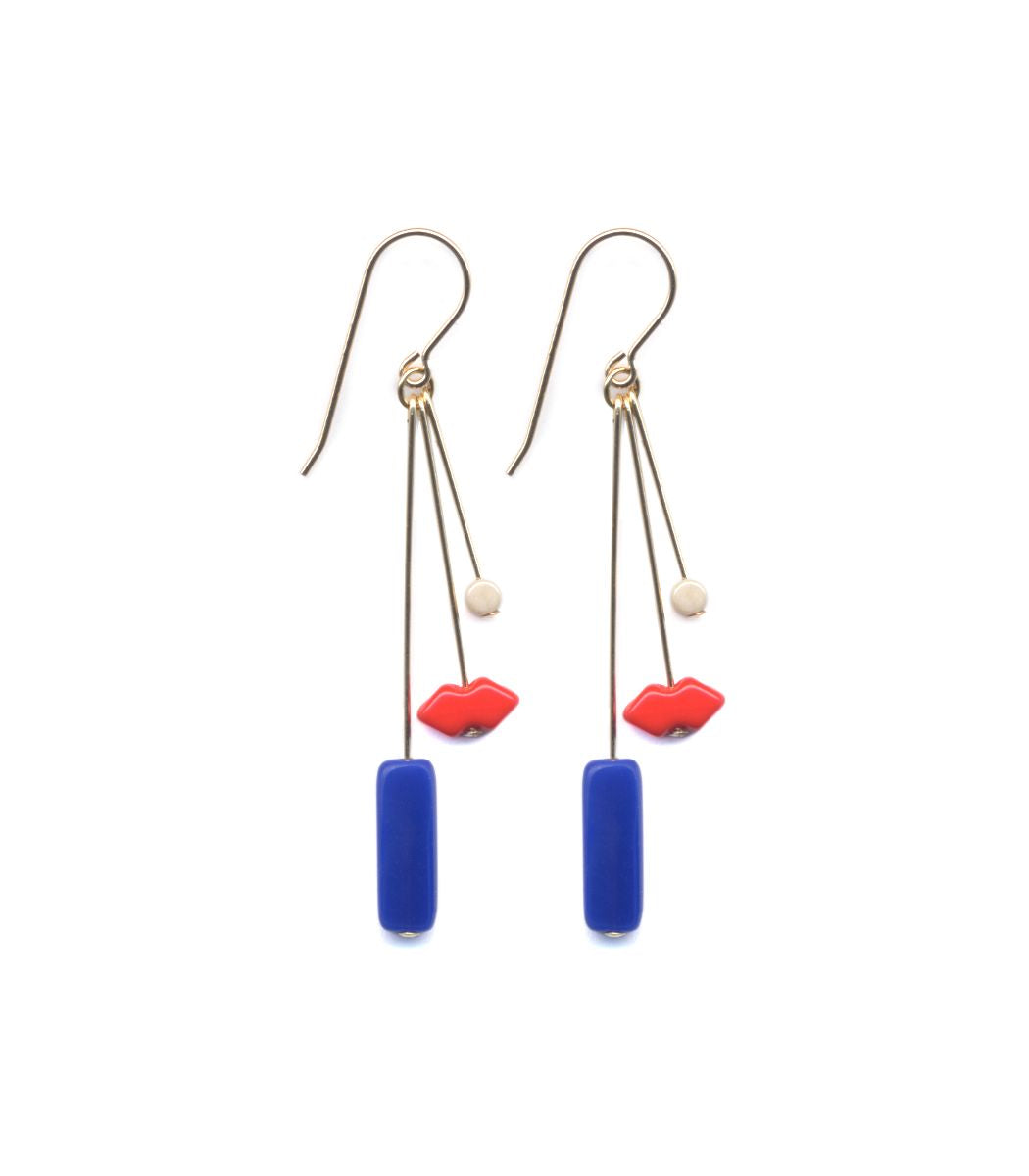 E1895 Red Lip Earrings