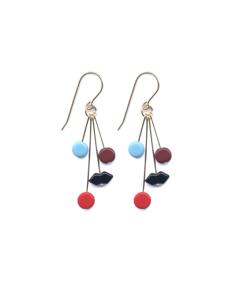 E1899 Mustache Cluster Earrings