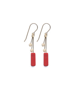 E1900 Red Bar Cluster Earrings