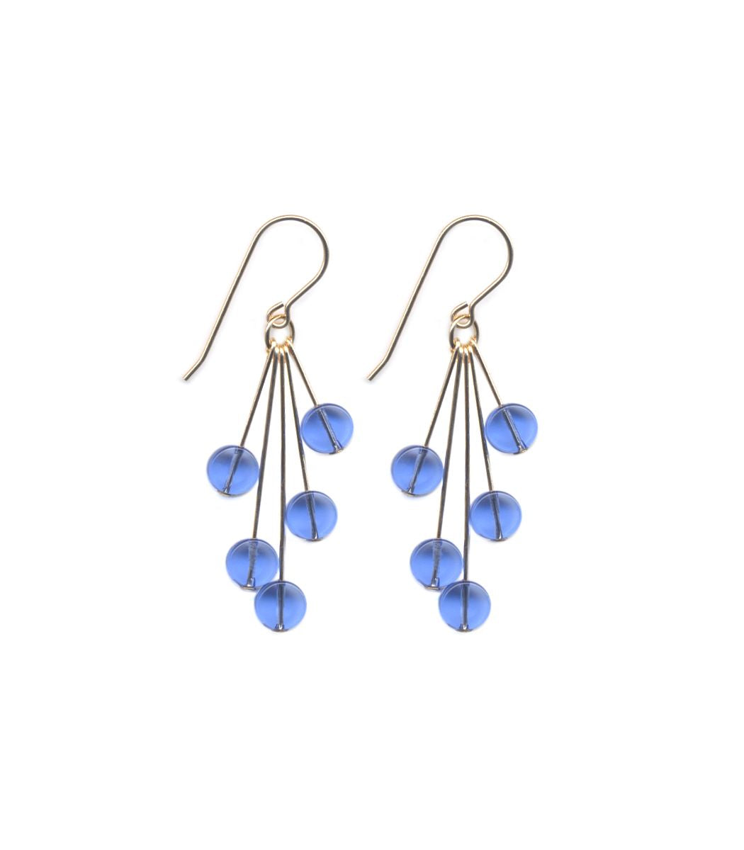 E1912 Translucent Blue Circle Cluster Earrings