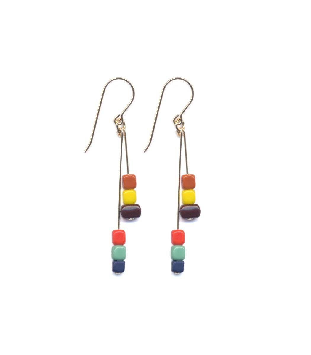 E1917 Striped Double Drop Earrings