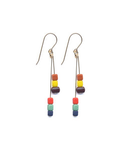 E1917 Striped Double Drop Earrings