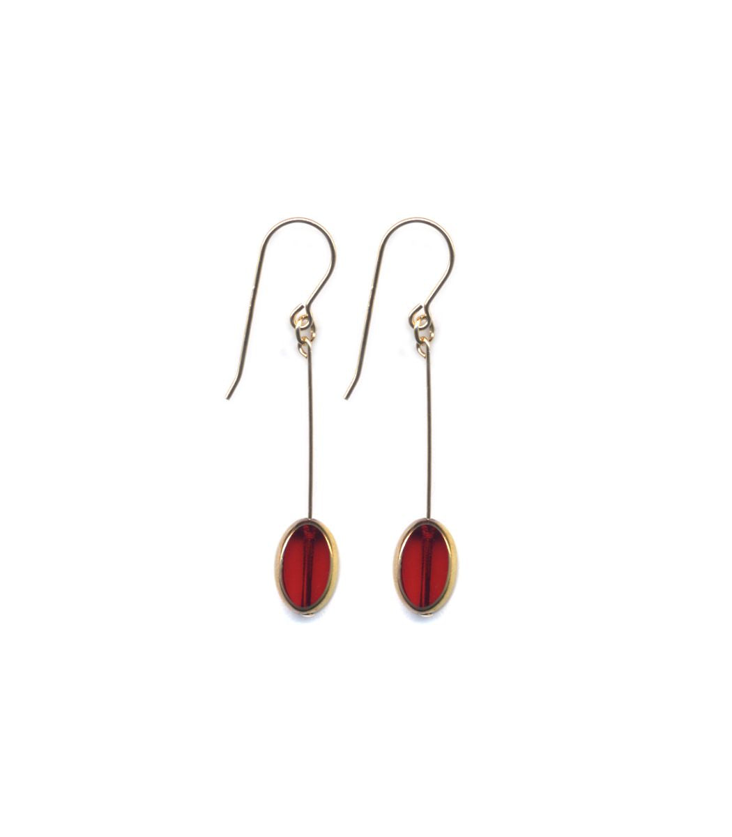 E1924 Burgundy Oval Earrings