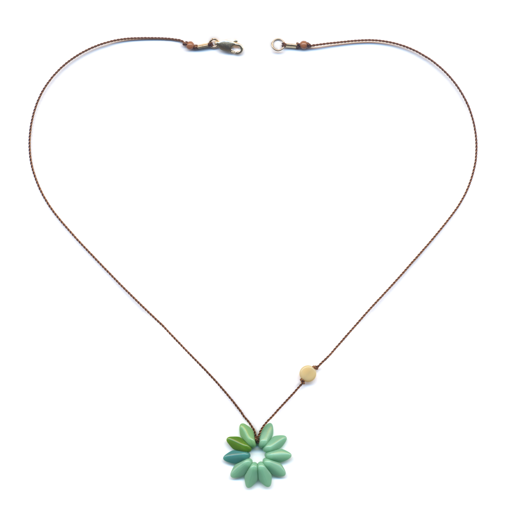 N2062 Small Green Flower Necklace