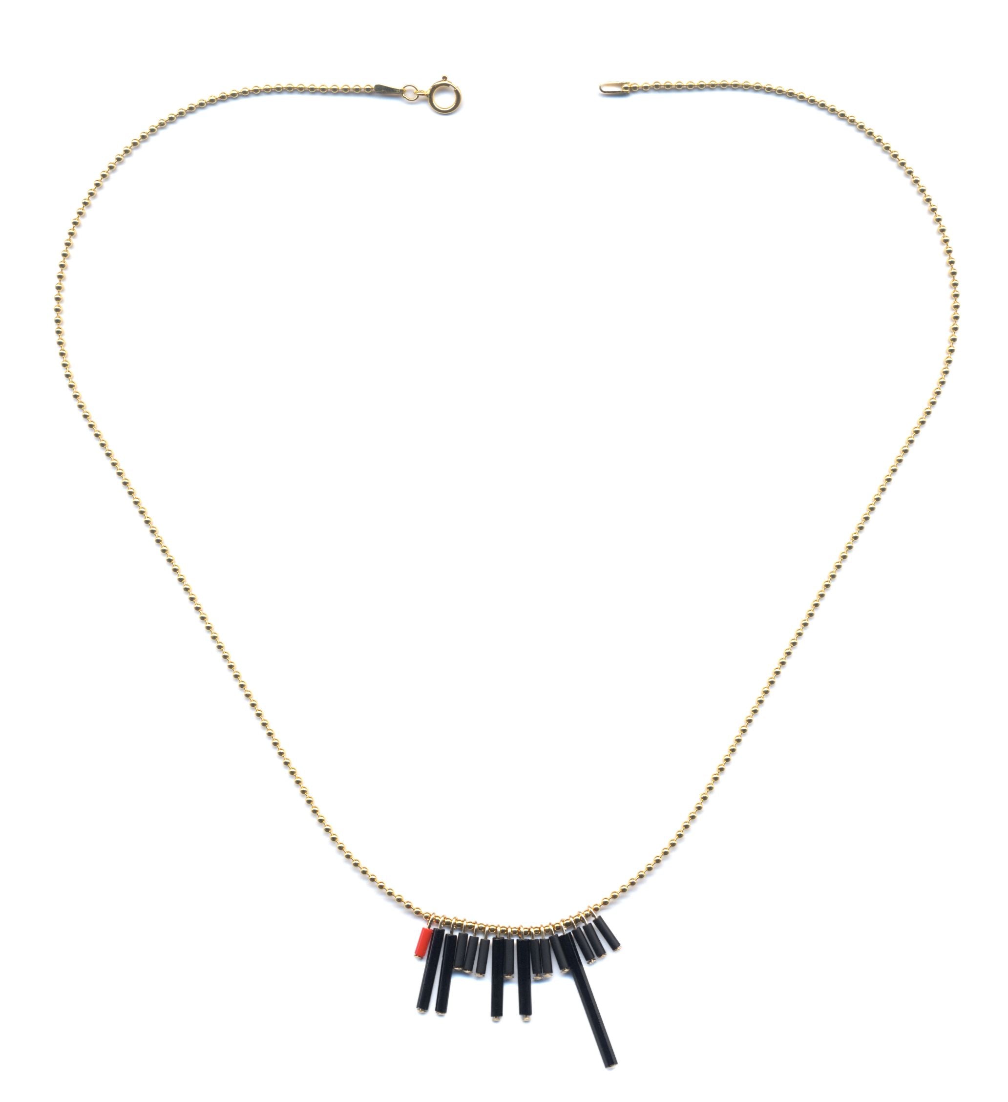 N2212 Black Fringe Necklace