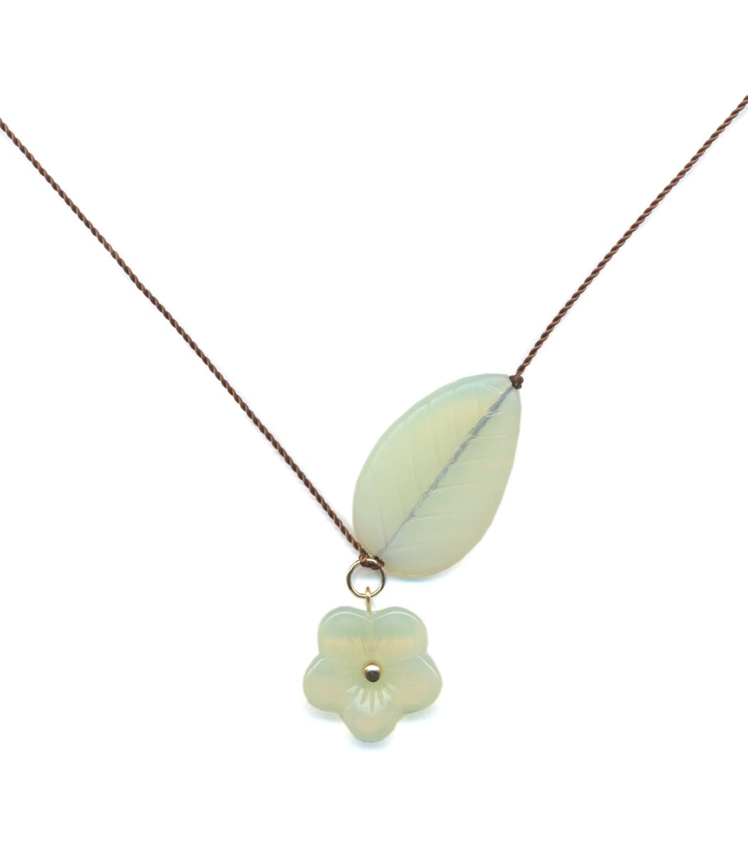 N2220 Uranium Glass Flower Necklace