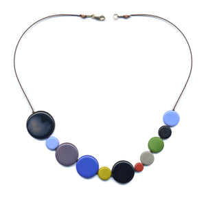 N2239 Kusama- Blue Disks Necklace