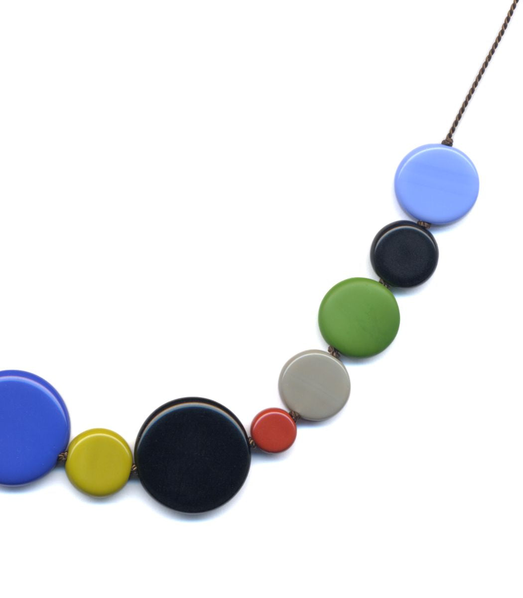N2239 Kusama- Blue Disks Necklace