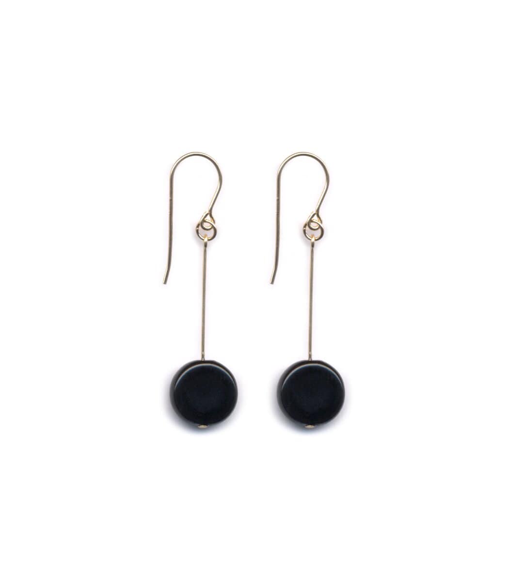 Irk Jewelry I. Ronni Kappos E1122 Black Circle Drop Earrings