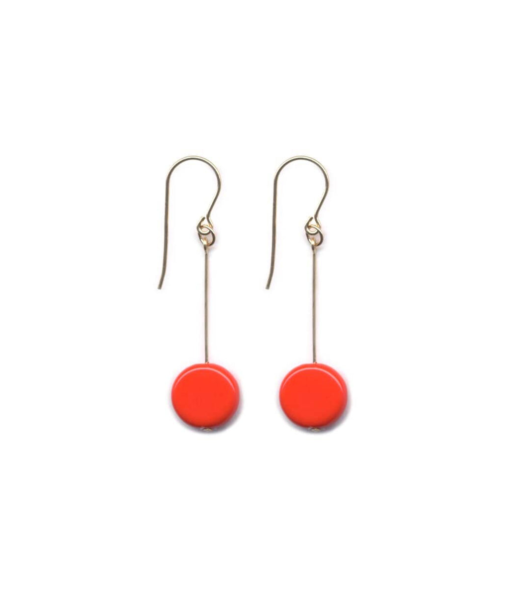 Irk Jewelry I. Ronni Kappos E1123 Red Circle Drop Earrings