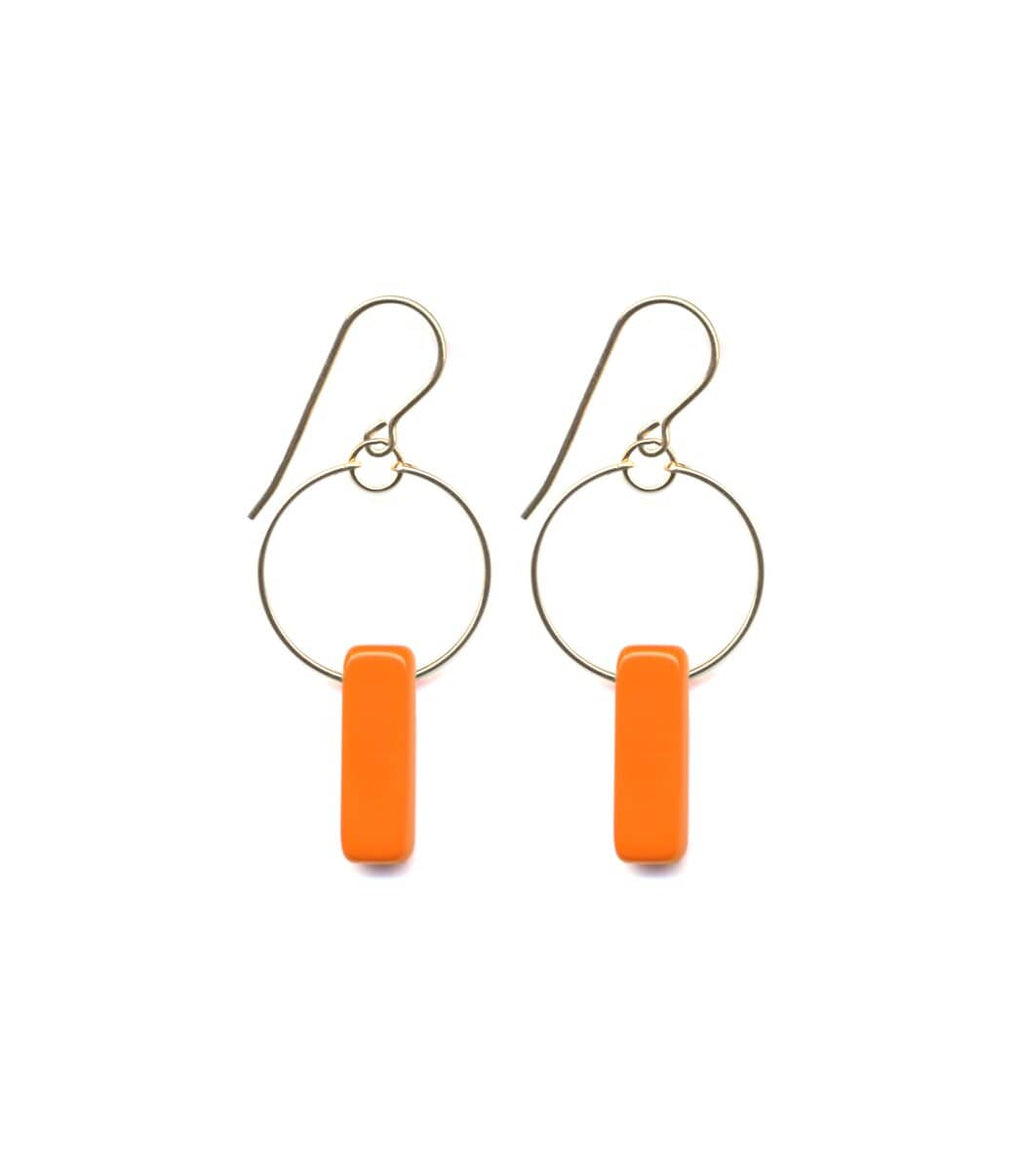 Irk Jewelry I. Ronni Kappos E1628 Orange Bar Hoop Earrings