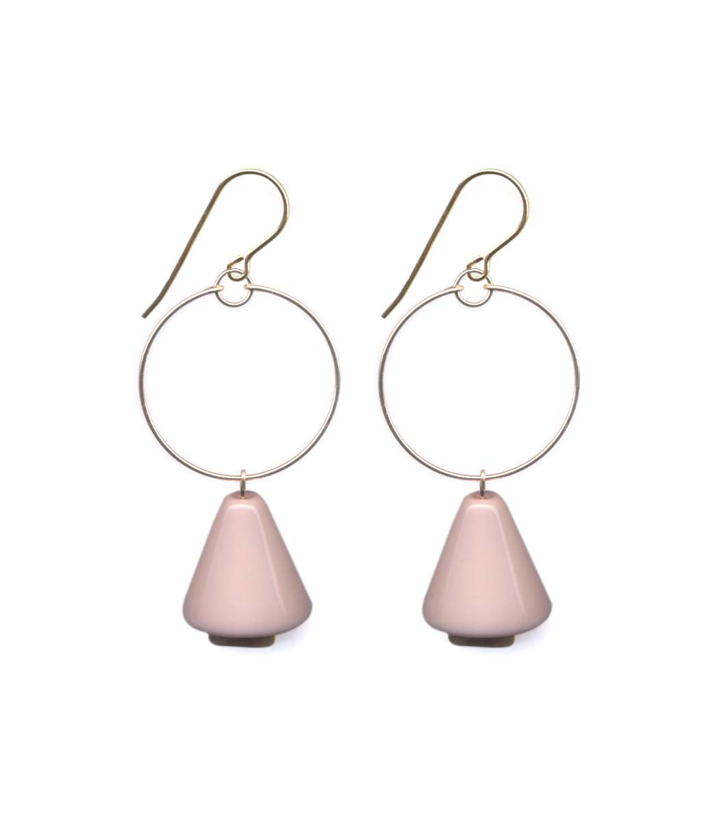 E1780 Dusty Pink Cone Hoop Earrings