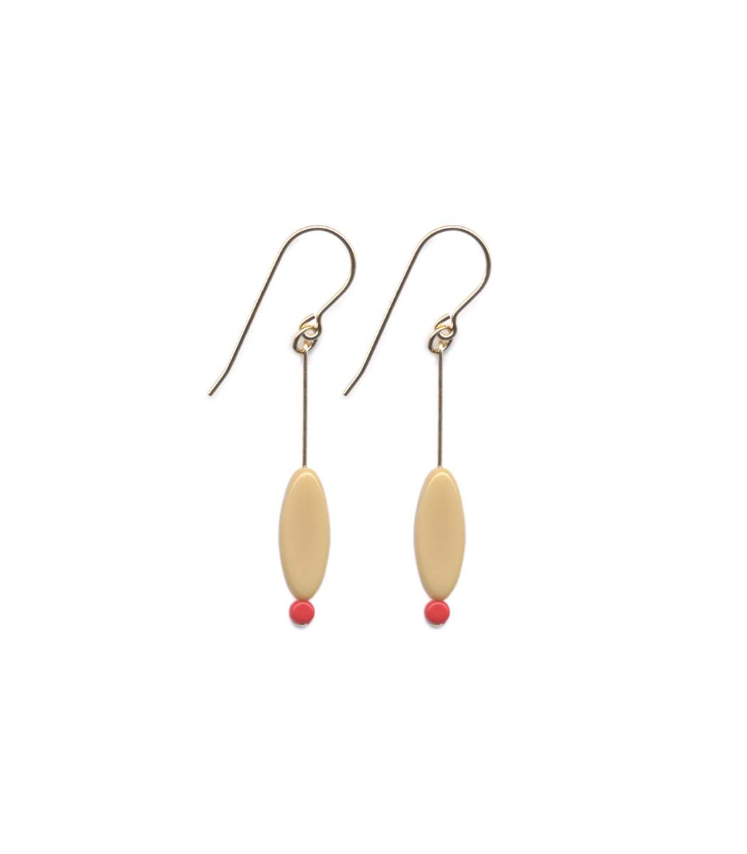 E1793 Cream Petal with Red Detail Earrings