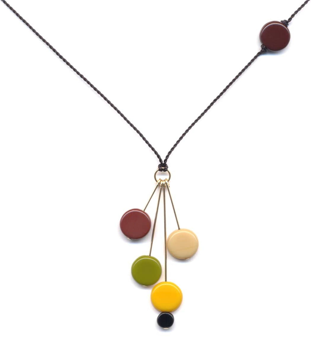 Irk Jewelry I. Ronni Kappos N0910 Retro Disks on Gold Pins Necklace