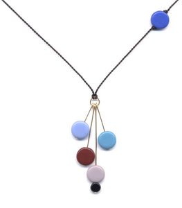 Irk Jewelry I. Ronni Kappos N0910B Blue Disks on Gold Pins Necklace