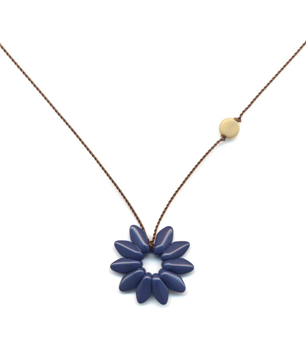 Irk Jewelry I. Ronni Kappos N1879 Small Navy Flower Necklace