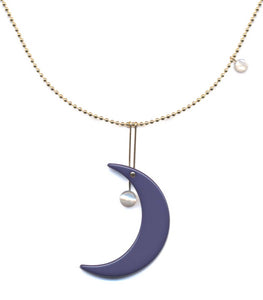 N2040 Navy Crescent Necklace