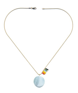 N2042 Blue Mother of Pearl Disk Necklace