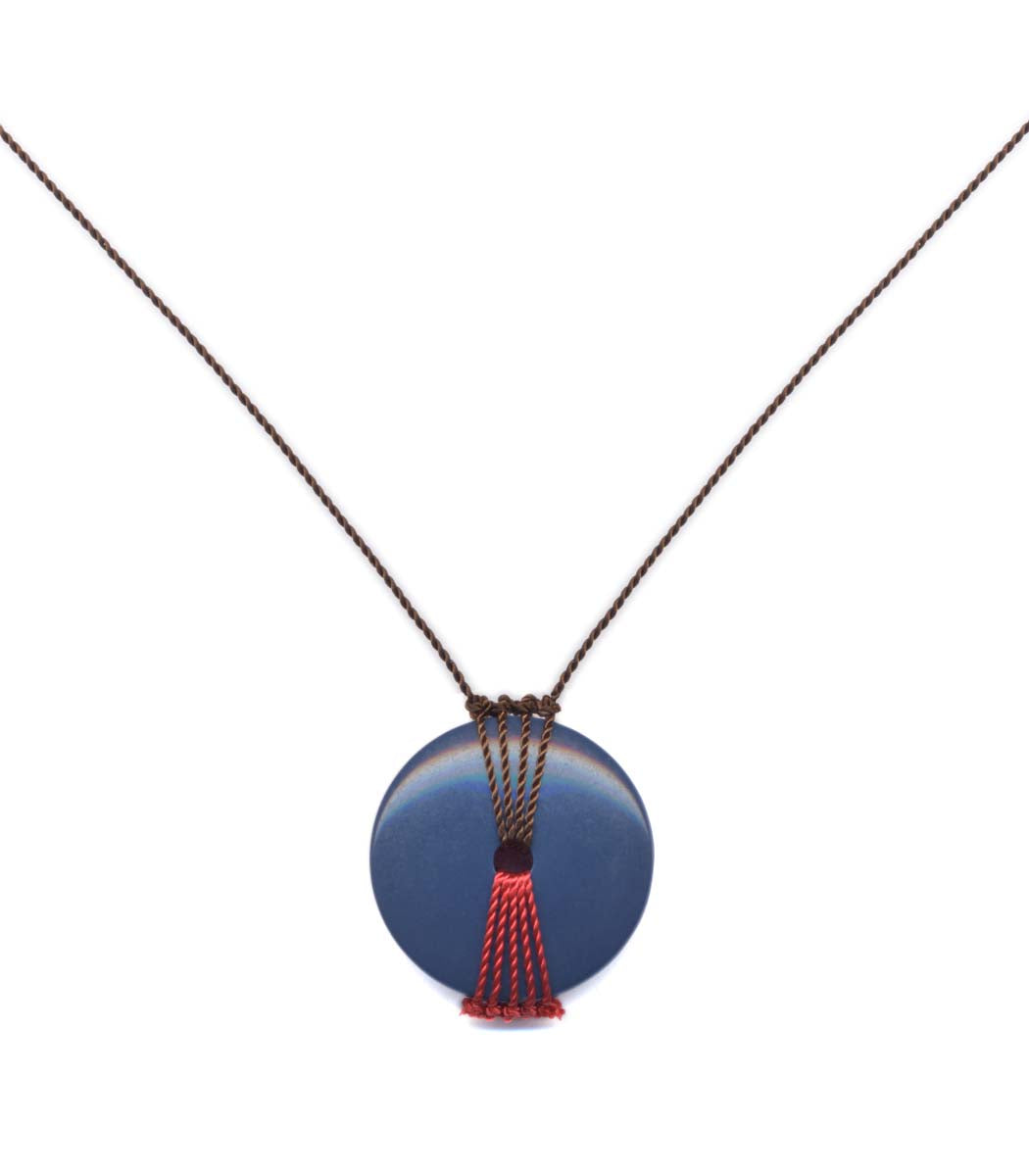 N2051 Navy Wheel Necklace