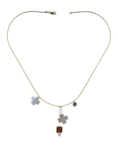N2056 Caramel Square with Mother of Pearl Clovers Necklace